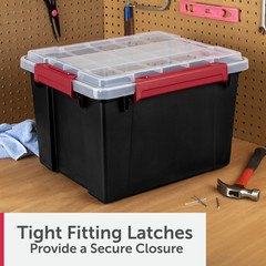 Sterilite 8.5 Gallon Small Gasket Tote, IP68 WaterProof Plastic Storage Bin