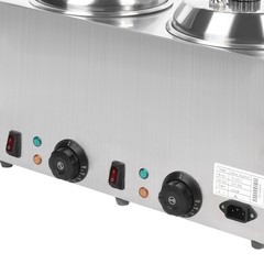 1600W 2L Stainless Steel Hot Fudge Warmer Cheese Sauce Warmer Dispenser w/2 Pump