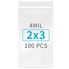 100pcs 2×3 Inch Clear Zip Lock Bags Resealable Poly Bags 4 Mil Heavy Duty