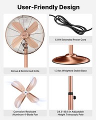 16″ Industrial Pedestal Fan 1450 CFM Oscillating 3-Speed Adjustable Height
