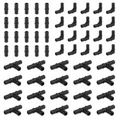 60 PCS Barb Crimp Pex Poly Fittings 1/2″ Combo: Elbow Coupler Tee (20 PCS/Each)