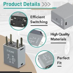 2 Pcs 12088567 8567 Automotive Relay – 12VDC 30A 4-Pin, High-Performance Auto…