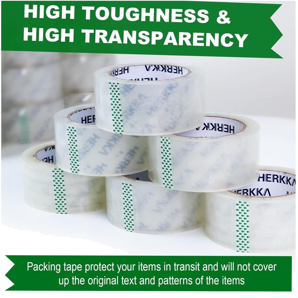 Clear Packing Tape – 18 Rolls, Thicker & Sturdy for Shipping