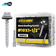 Metal Roofing Screws #10 X 1-1/2″ 300 PCS RUSPERT Hex Head Rubber Washer