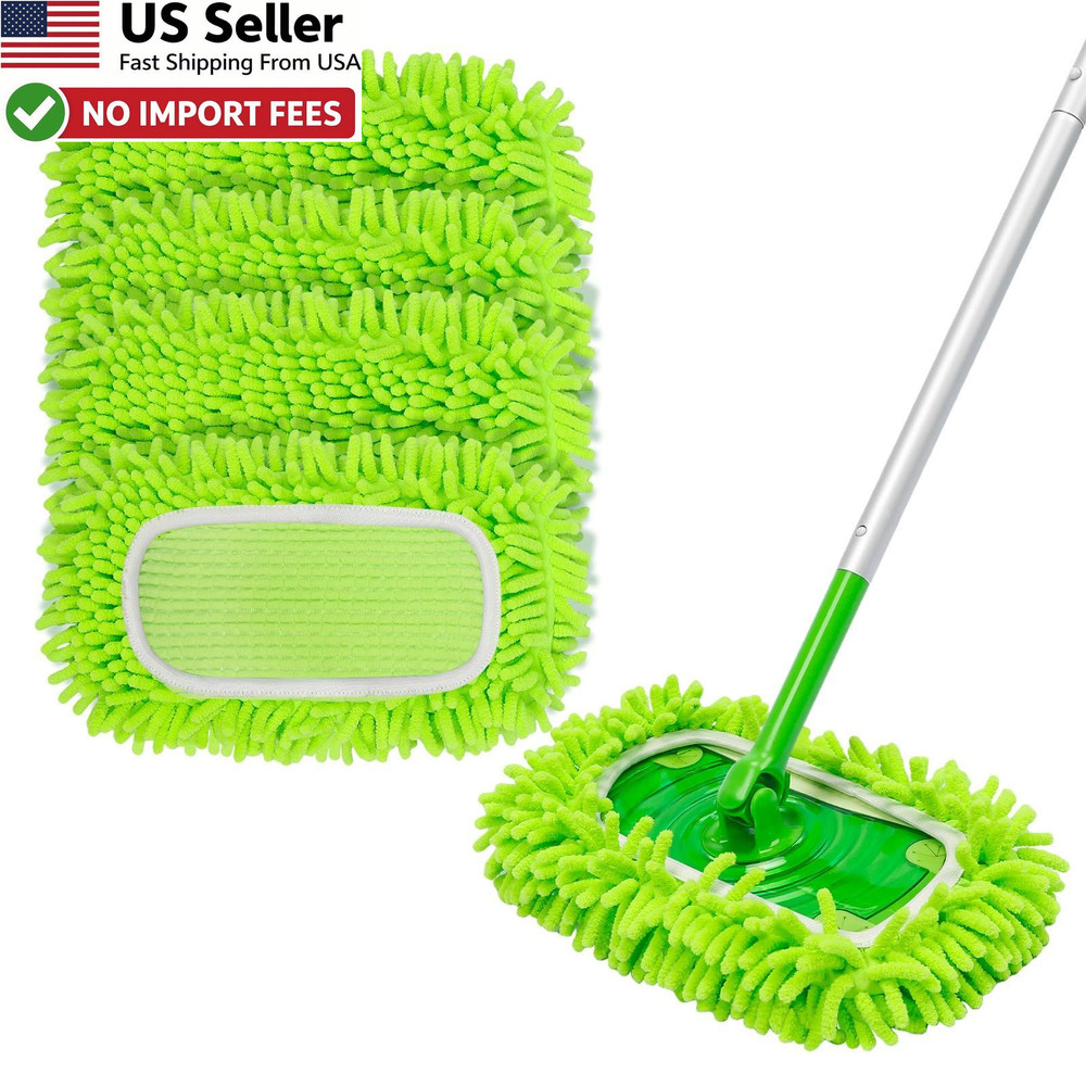 Ashsajkd 4Pcs Reusable Microfiber Mop Pads Swiffer Sweeper Dry Wet Refills FROM