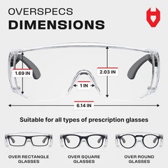 NoCry Safety Glasses Over Eyeglasses — Fog and Scratch-Resistant Over Glasses Sa