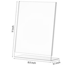 24 Pack Acrylic Sign Holder 8.5 x 11, Slant Back Display Stand, Clear Frames
