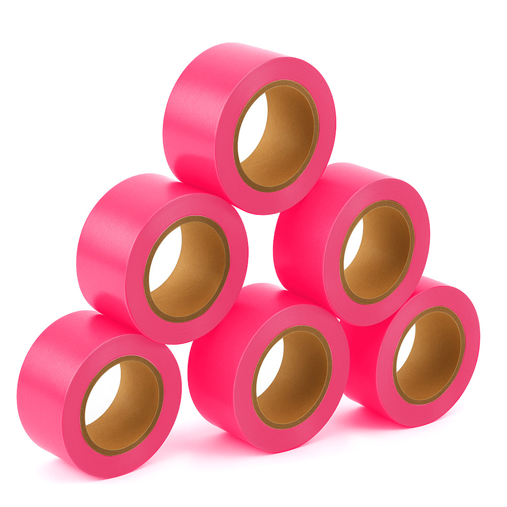 Singhal 5 Pack Pink Flagging Tape 1″ x 750ft – Non-Adhesive Survey & Marking Tap