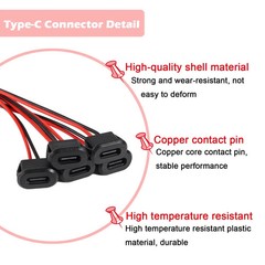 5/10/20pcs Waterproof Type-C Female Chassis Socket Connector 2 Pin Charging Port