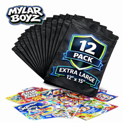 12 Pack 1lb Mylar Bags 12” x 15” Assorted Random Designs Pound Packaging Pouches
