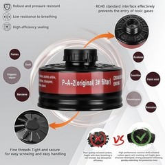 Full Face Respirator Gas Mask w/ Filters -2PCS 40mm Activated Carbon Filter 6800