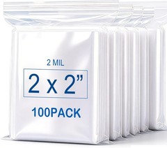 Versatile 2”X 2” Clear Zip Lock Bags – 100 Count for Jewelry, Photos & More
