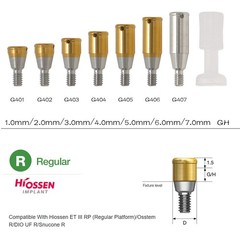 Locator abutment W/Male cap Inserts For DIO UF(ll) Novaloc Fixture Regular 1-7mm