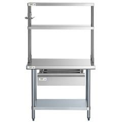 12″W x 30″D x 32″H Stainless Steel Double Deck Overshelf For Work Prep Tables