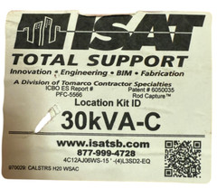 ISAT SEISMIC BRACKET SUPPORT ANCHOR BRACING CABLE EARTHQUAKE 30kVA-C