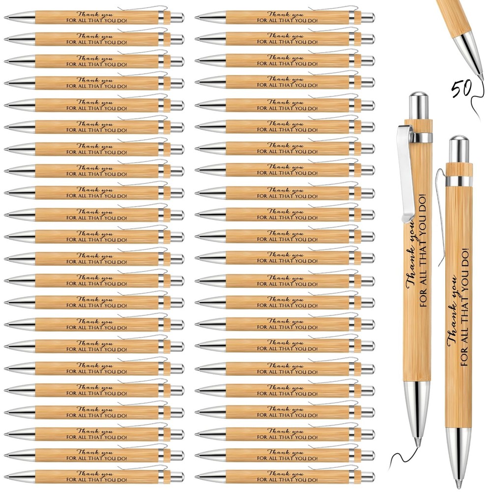 Fuutreo 50 Pcs Employee Appreciation Gift Bulk Inspirational Bamboo Pens Than…