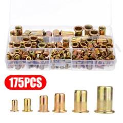 175PC Rivet Nut Kit Mixed Zinc Steel Rivnut Insert Nutsert Threaded Set M3-M12