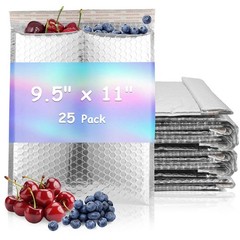 MUXHEL 25Pcs Thermal Bubble Mailer 9.5″ x 11″, 9.5 x 11 inch, Silver