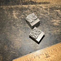 2 Print Blocks “ Letter R “ Lead Print Blocks, Nice Script