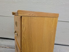 Vintage Industrial Mission Style Oak Wood Filing File Cabinet 2 Drawer Brass E69