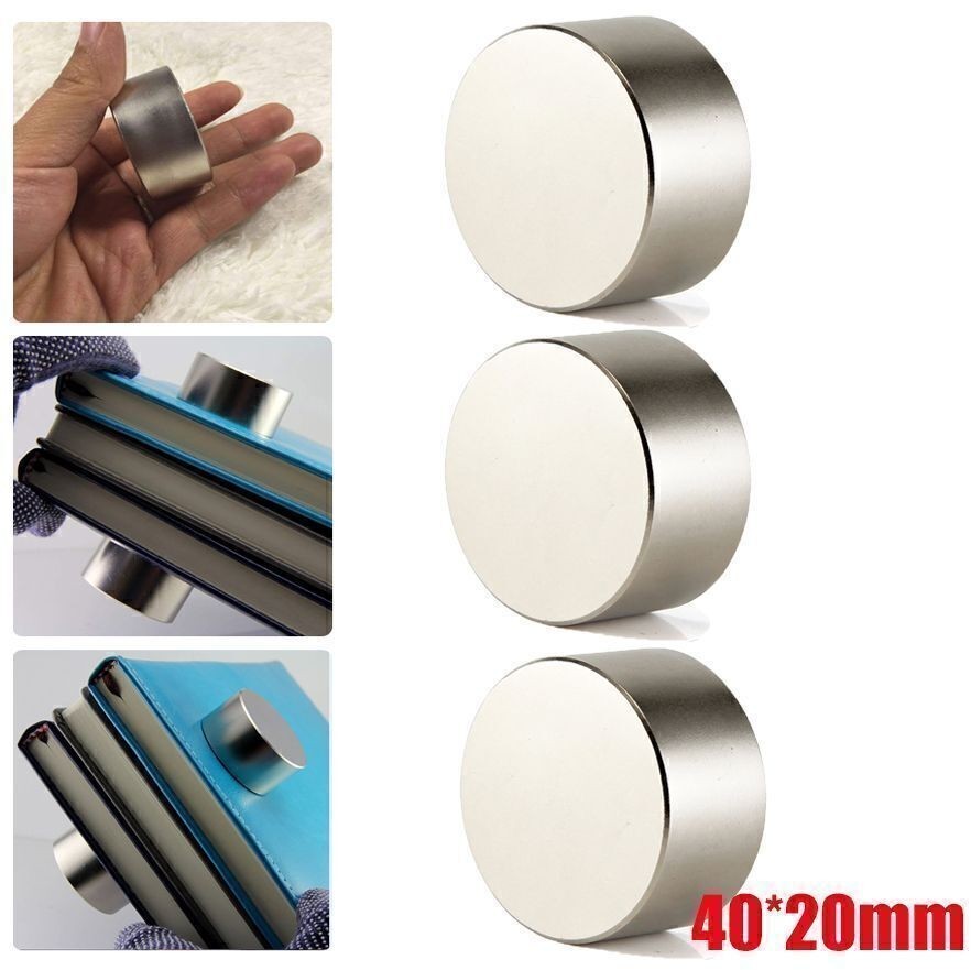 1-3Pcs Super Strong Neodymium Disc Round Magnet Powerful Rare Earth N52 40x20mm
