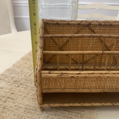 Vintage Burnt Bamboo and Rattan Desk Organizer Wicker