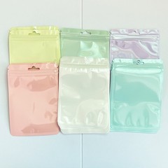 Resealable Packaging Bags Macaron Color Self Seal Bags Hang Hole Storage Pouches