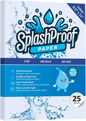Printer Paper – 8.5″ x 11″, Letter 5 Mil Waterproof Paper, Laser Printer & Copy