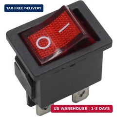 5 Pack Mini Rocker Switch, On-Off Power Switch Red Button 4 Pin Toggle Switch, L