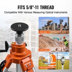 VEVOR Laser Level Tripod Stand 5/8″-11 Thread 45.07-114.37 in Height Adjustment
