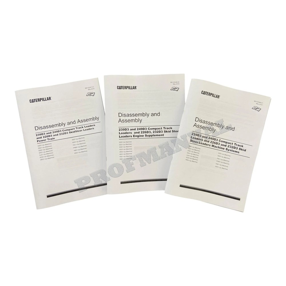 Caterpillar 239D3 249D3 226D3 232D3 Service Manual Disass Assem 3 books