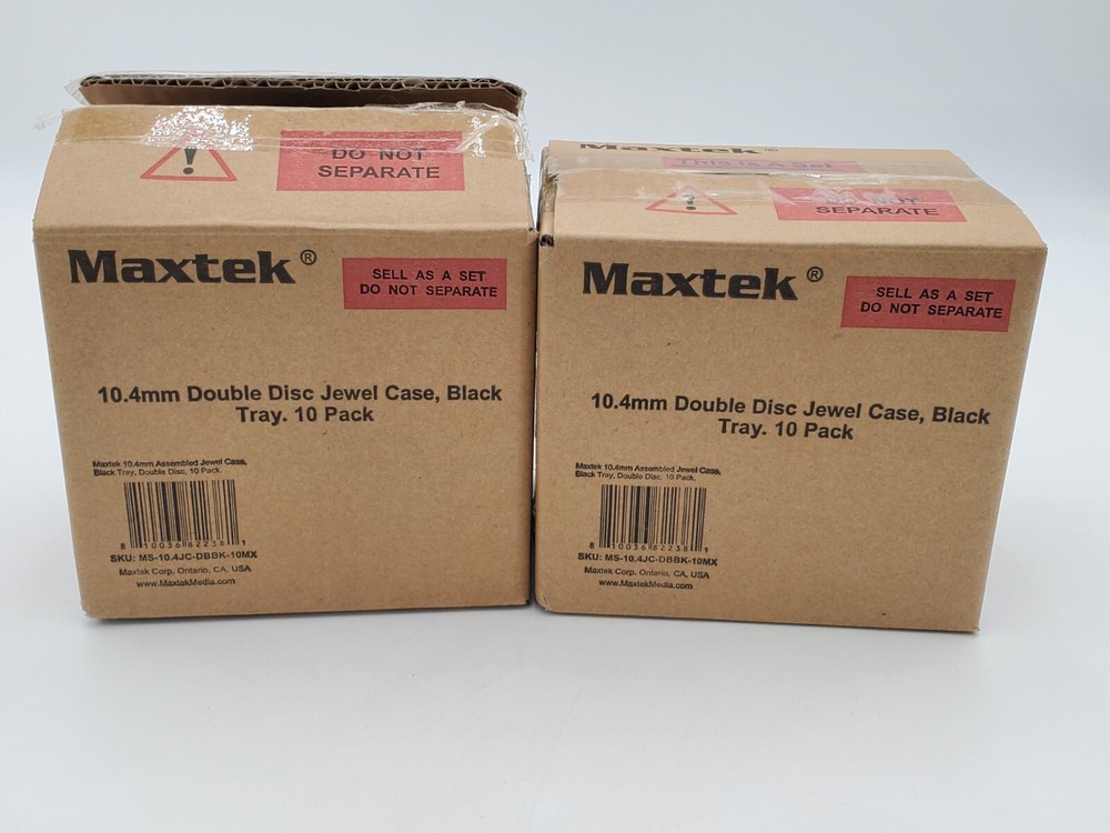 Maxtek 10.4mm Double Disc Jewel Case, Black Tray 10 Packs Lot of 2 New In Box