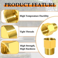 Brass Hose Pipe Fitting Reducer 1/4 Male To 1/2 Female Npt Adapter 80 Characters