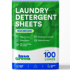 Eco Washer Sheets Detergent – 100 Loads, Zero Plastic 100 Count (Pack of 1)