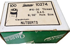 (QTY:45) AUVECO 10-32 NUTSERT INSERT 9/32 HOLE STEEL TIN PLATED GRIP