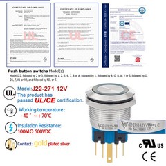 Waterproof Push Button Switch 22mm Momentary 12V Power 1NO 1NC SPDT Stainless…