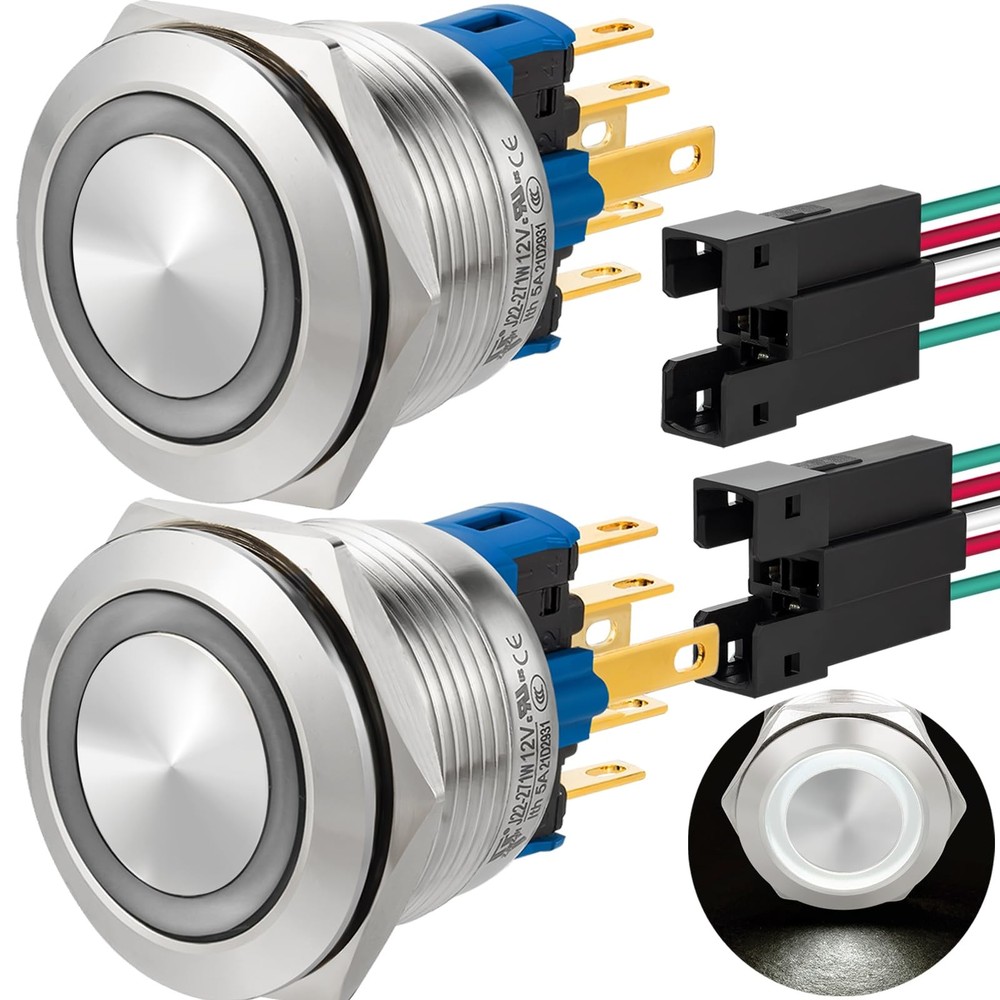 Waterproof Push Button Switch 22mm Momentary 12V Power 1NO 1NC SPDT Stainless…