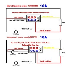 DC 100V 10A LED Digital Voltmeter Ammeter Voltage Current Panel Meter 5 Wire