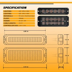 ELECHOI 8-pcs Ultra Slim Amber White LED Emergency Flashing Warning Strobe