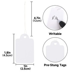 jijAcraft 500Pcs Blank Tags with String, White Pricing Tags, 1.8 x 1 Inch Clo…