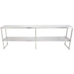 12″W x 96″D x 32″H Stainless Steel Double Deck Overshelf For Work Prep Tables