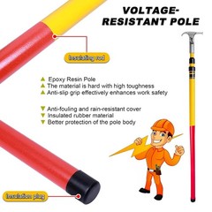 13.1FT Telescopic Hot Stick & Utility Hook ASTM F711 35kV Insulated for Lineman