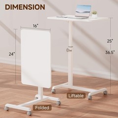 GTPLAYER Small Standing Desk, 24 Inches Mobile Foldable Rolling Laptop PC Tab…