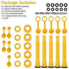 31X Gas Can Spout Kit Nozzle Vent Replacement For Plastic Gas Cans Old Style Cap