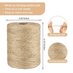 G2PLUS Natural Jute Twine, 1.5MM 984 Feet Gift Brown 1.5mm 984ft,