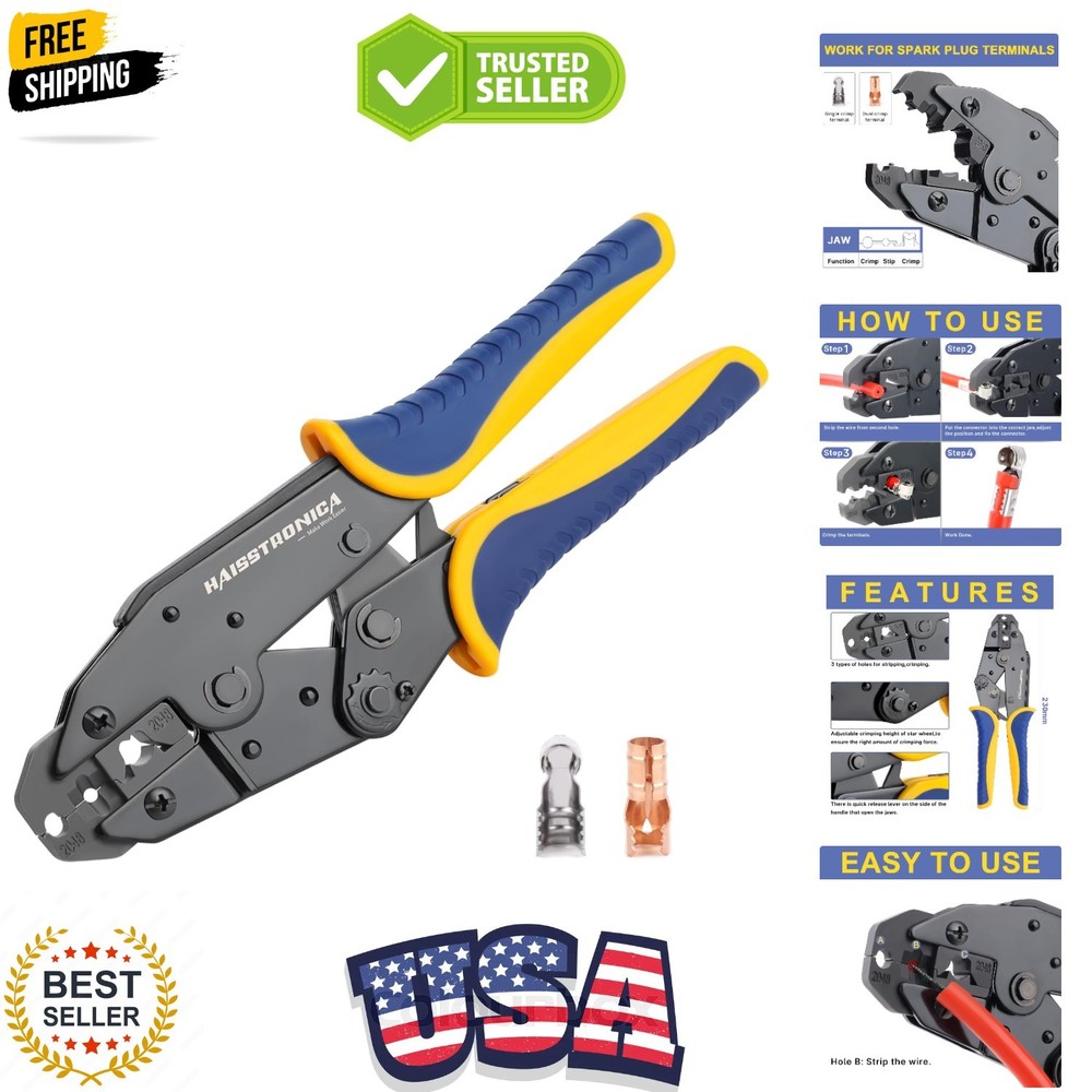 Crimping Tool for Spark Plug Ignition Wire,8.5mm Ratchet Wire Crimper Tool,HS…