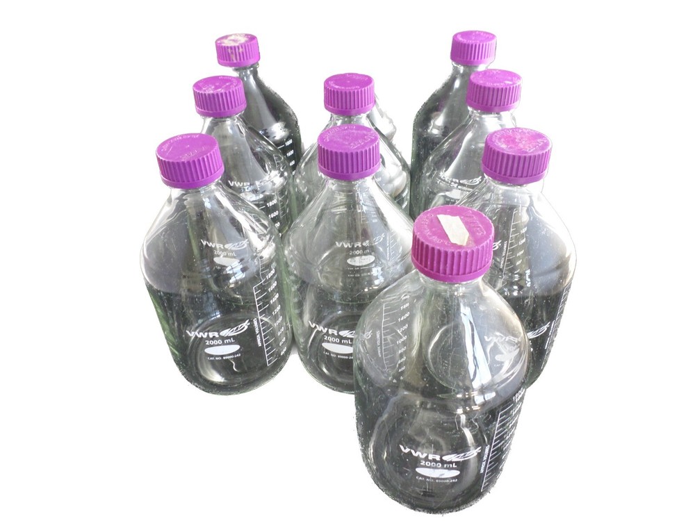 VWR 2L Graduated Round Media Storage Bottles With GL45 Screw Cap 10754-822 10/cs