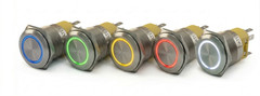Alpinetech 19mm Momentary Pushbutton Switch with LED Colored Rings or Symbols