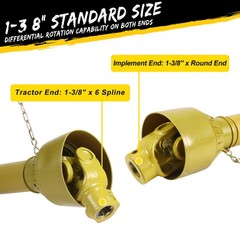 43″ – 61″ Telescopic PTO Shaft Brush Hog PTO Drive Shaft 1-3/8″ x 6 Spline Ends