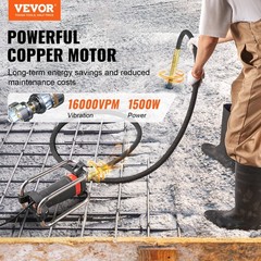 Electric Concrete Vibrator,1300W 16000 VPM,2HP Copper Motor Handheld Concrete Vi
